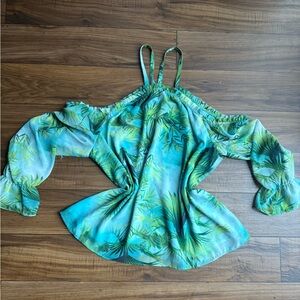 Tropical Green Off-Shoulder Women's Top
